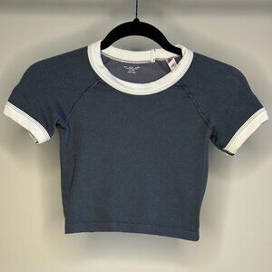Urban Outfitters Out From Under Blue/Green/Grey Ringer Short Sleeve Tight Crop T